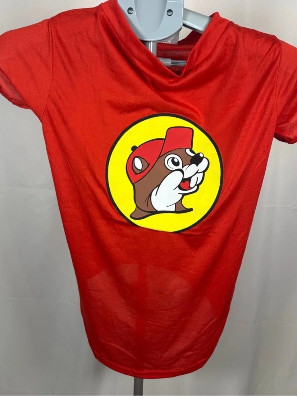 Buc-ee’s Beaver Graphic Dog T-Shirt, Red, Size XL, Buc-ee Logo.